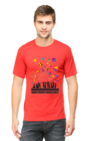 Uttarayan Celebration T-Shirt – Kites, Terraces, and Festive Joy