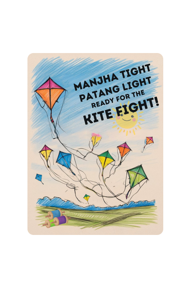 "Manjha Tight, Patang Light, Ready for the Kite Fight!" T-Shirt