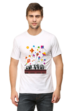 Uttarayan Celebration T-Shirt – Kites, Terraces, and Festive Joy