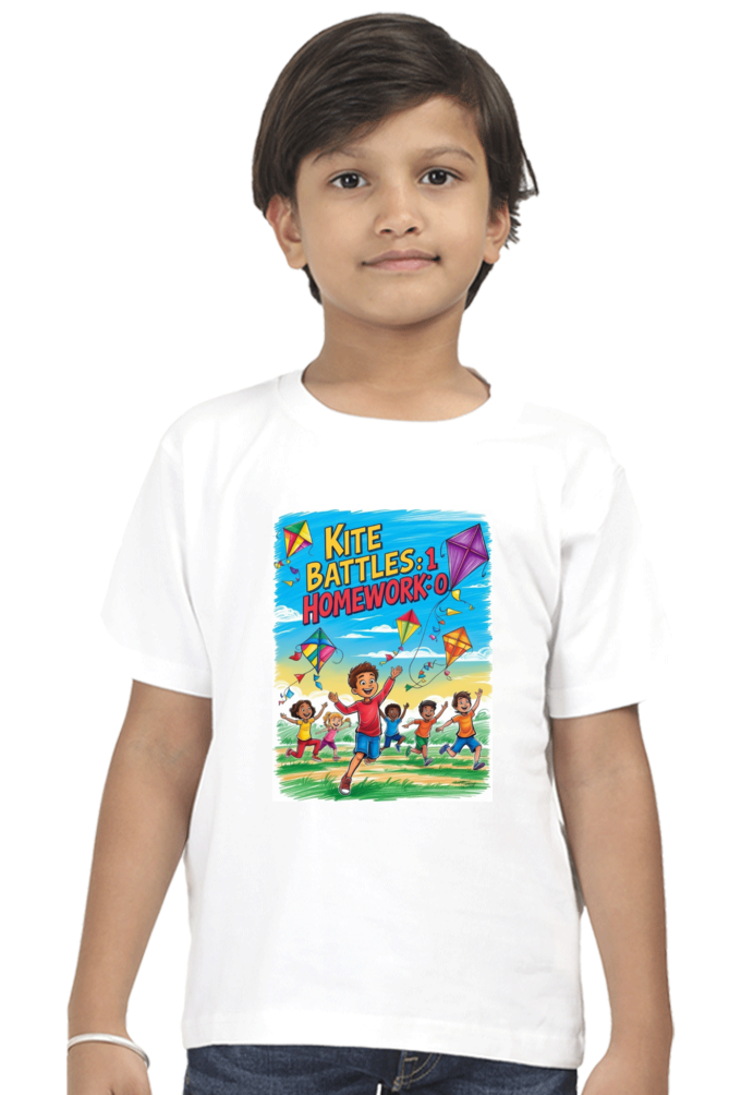 "Kite Battles: 1, Homework: 0" Kids' T-Shirt