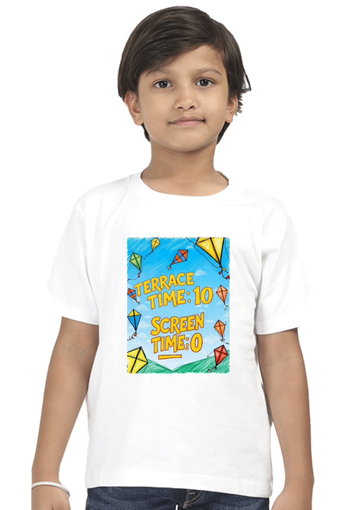 "Terrace Time: 10, Screen Time: 0" Kids' T-Shirt