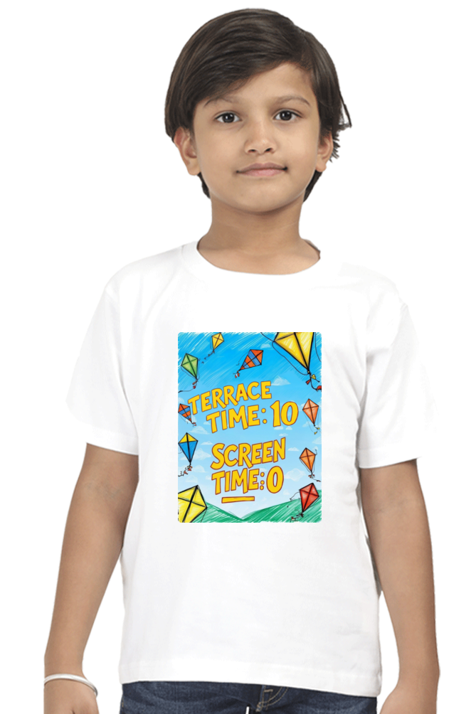"Terrace Time: 10, Screen Time: 0" Kids' T-Shirt