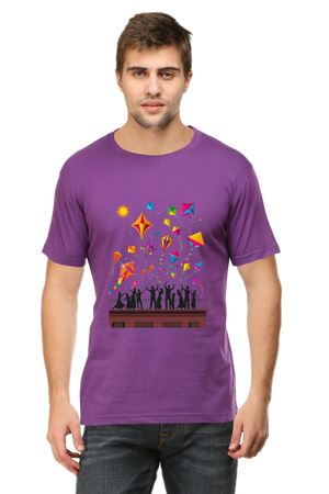 Uttarayan Celebration T-Shirt – Kites, Terraces, and Festive Joy