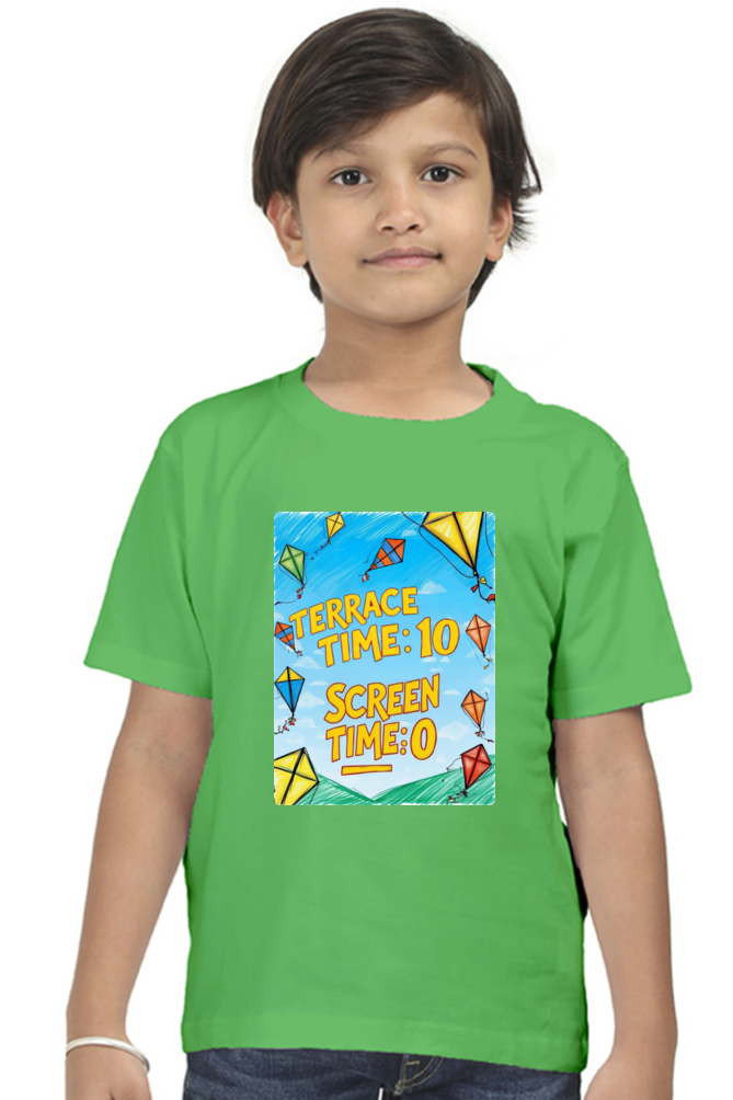 "Terrace Time: 10, Screen Time: 0" Kids' T-Shirt