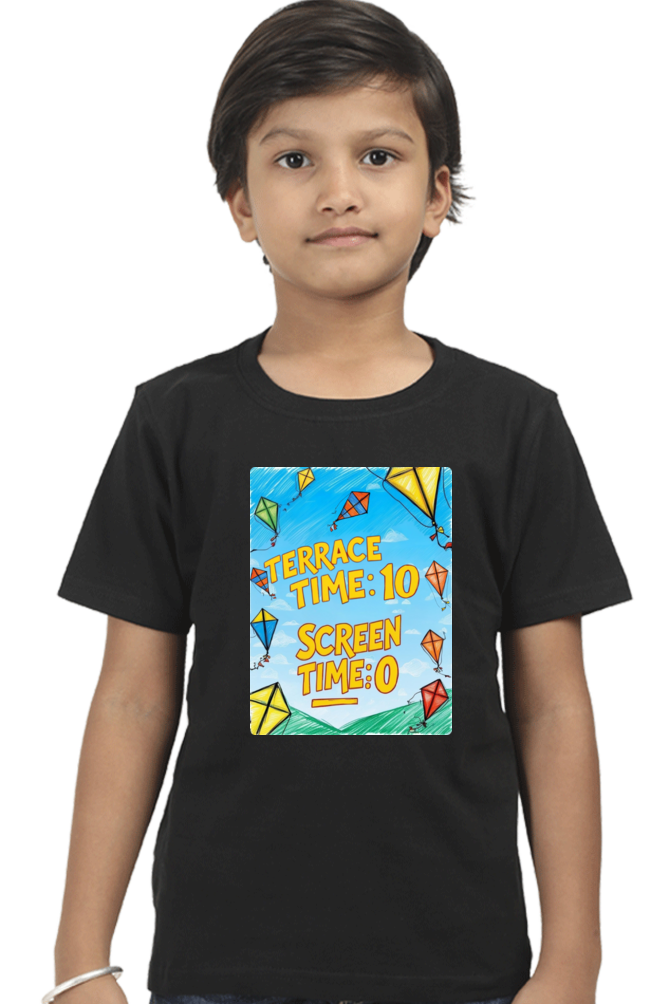 "Terrace Time: 10, Screen Time: 0" Kids' T-Shirt