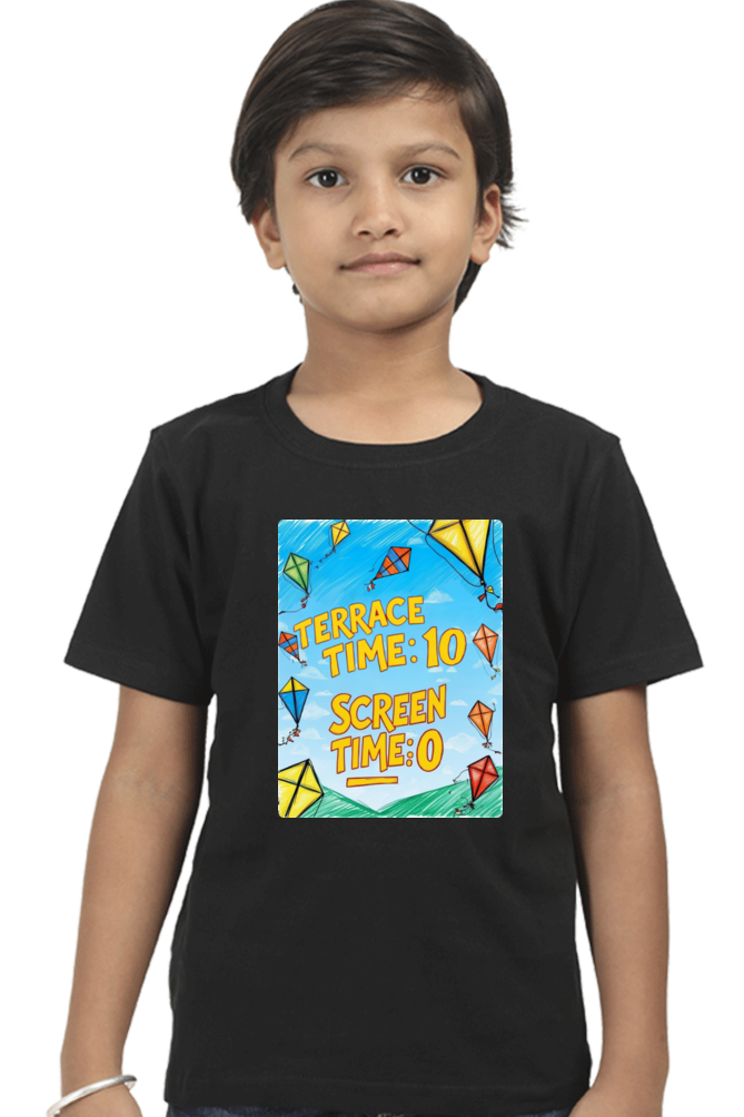 "Terrace Time: 10, Screen Time: 0" Kids' T-Shirt
