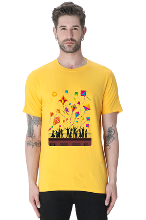 Uttarayan Celebration T-Shirt – Kites, Terraces, and Festive Joy
