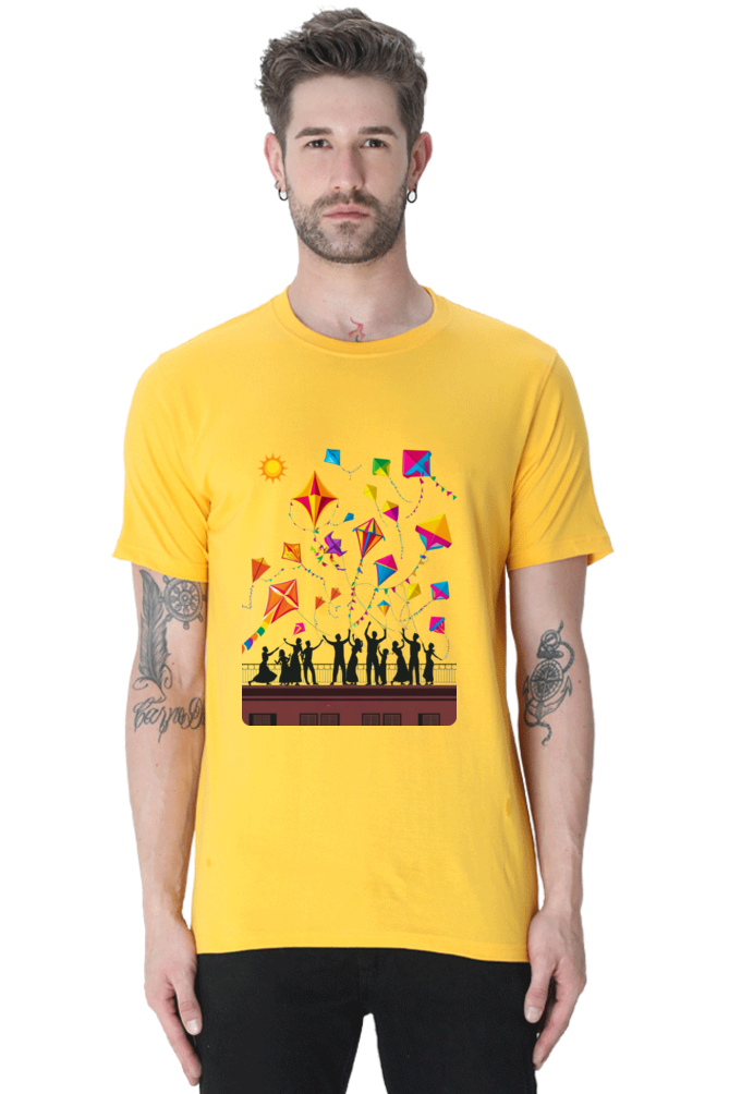 Uttarayan Celebration T-Shirt β Kites, Terraces, and Festive Joy