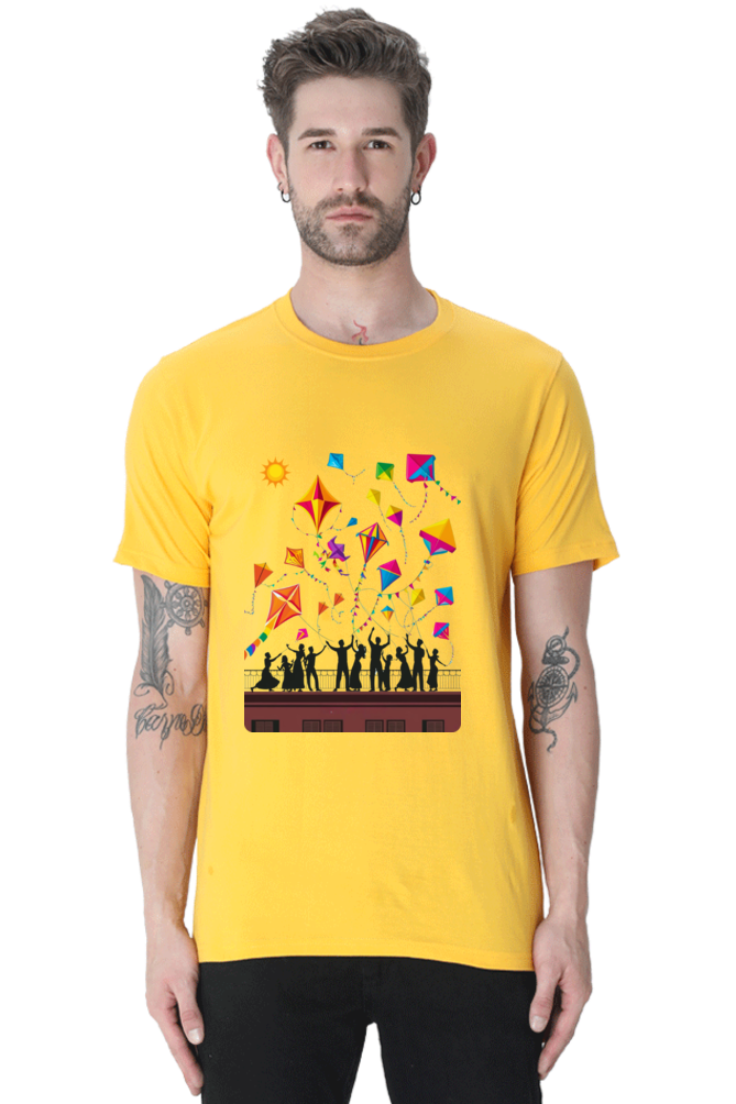 Uttarayan Celebration T-Shirt β Kites, Terraces, and Festive Joy