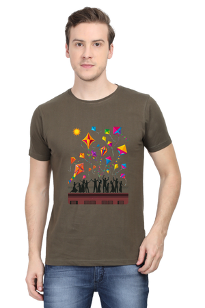 Uttarayan Celebration T-Shirt – Kites, Terraces, and Festive Joy