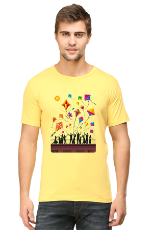 Uttarayan Celebration T-Shirt – Kites, Terraces, and Festive Joy