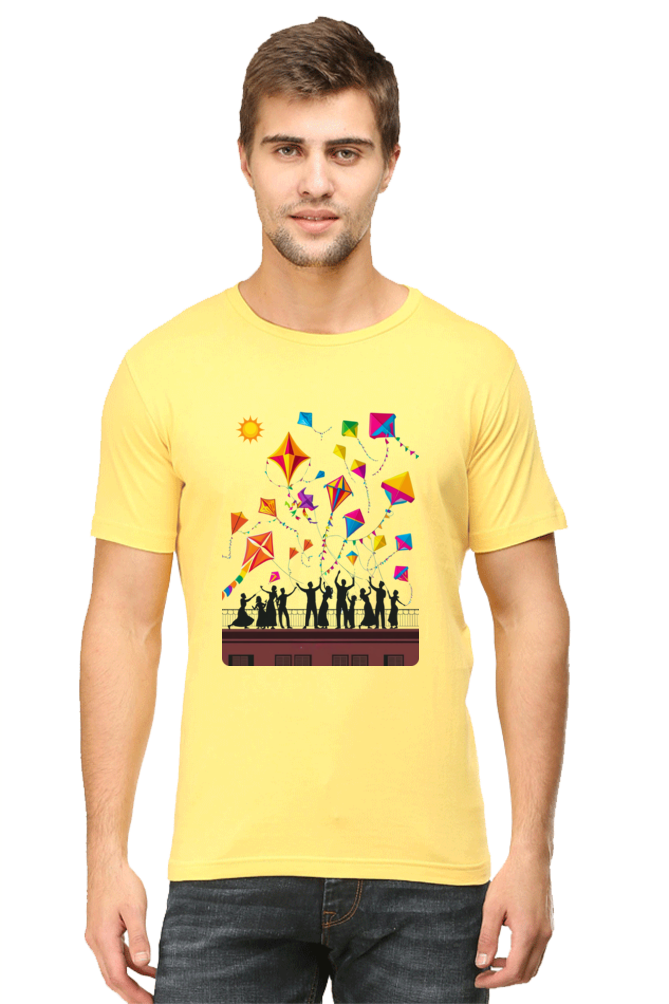 Uttarayan Celebration T-Shirt β Kites, Terraces, and Festive Joy