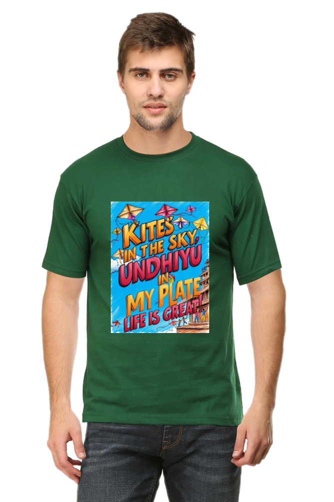 "Kites in the Sky, Undhiyu in My Plate β Life is Great" T-Shirt