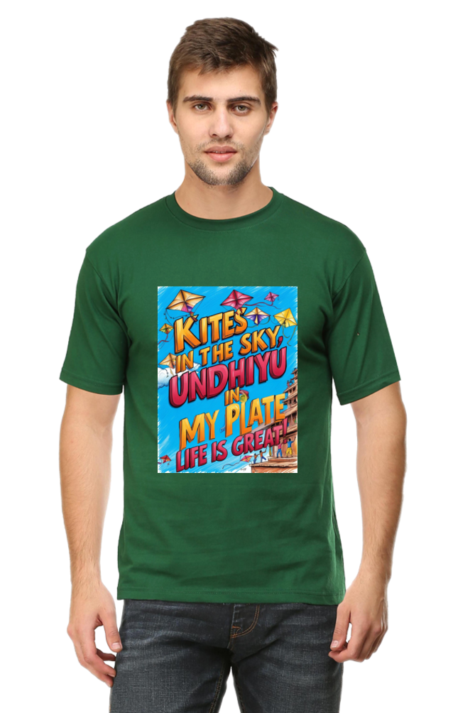 "Kites in the Sky, Undhiyu in My Plate β Life is Great" T-Shirt