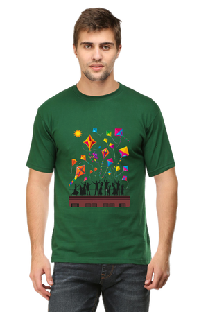 Uttarayan Celebration T-Shirt – Kites, Terraces, and Festive Joy