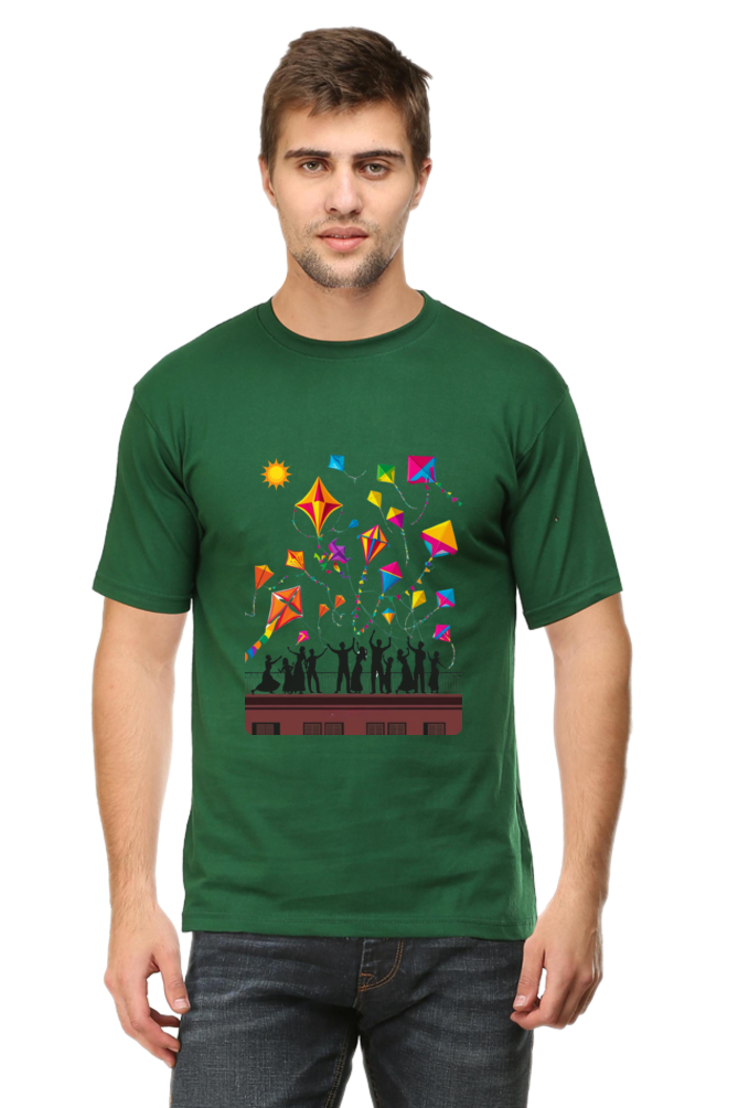 Uttarayan Celebration T-Shirt β Kites, Terraces, and Festive Joy