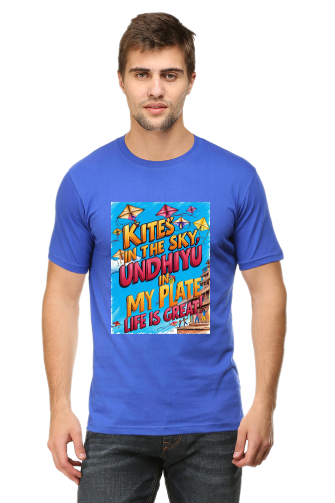 "Kites in the Sky, Undhiyu in My Plate β Life is Great" T-Shirt