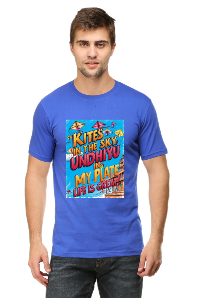 "Kites in the Sky, Undhiyu in My Plate β Life is Great" T-Shirt