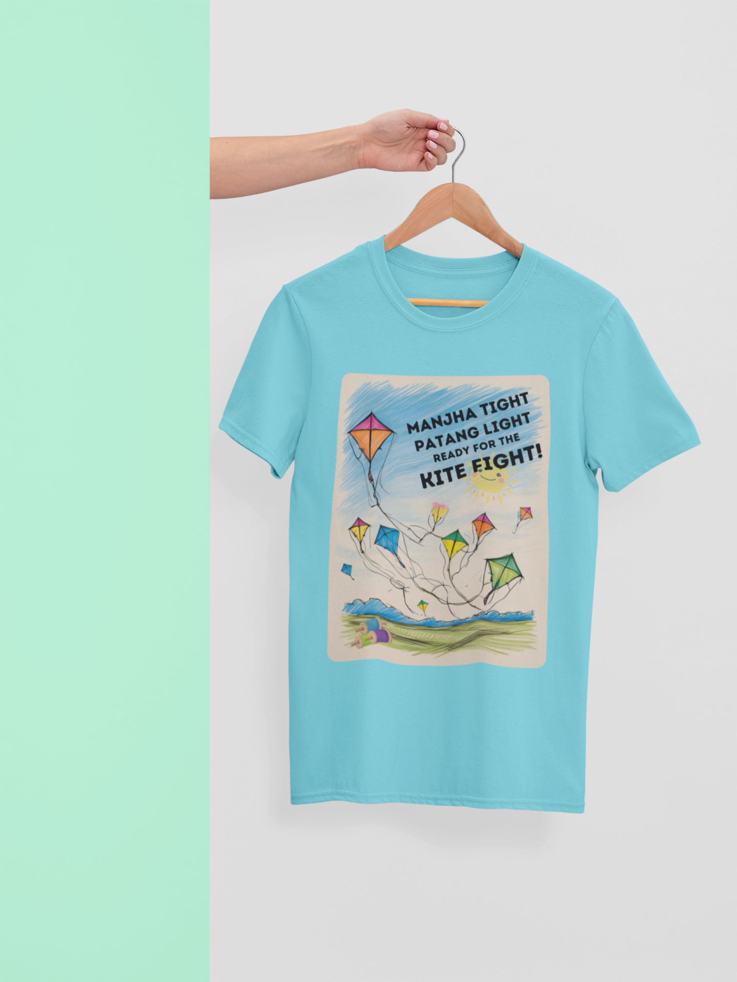 "Manjha Tight, Patang Light, Ready for the Kite Fight!" T-Shirt