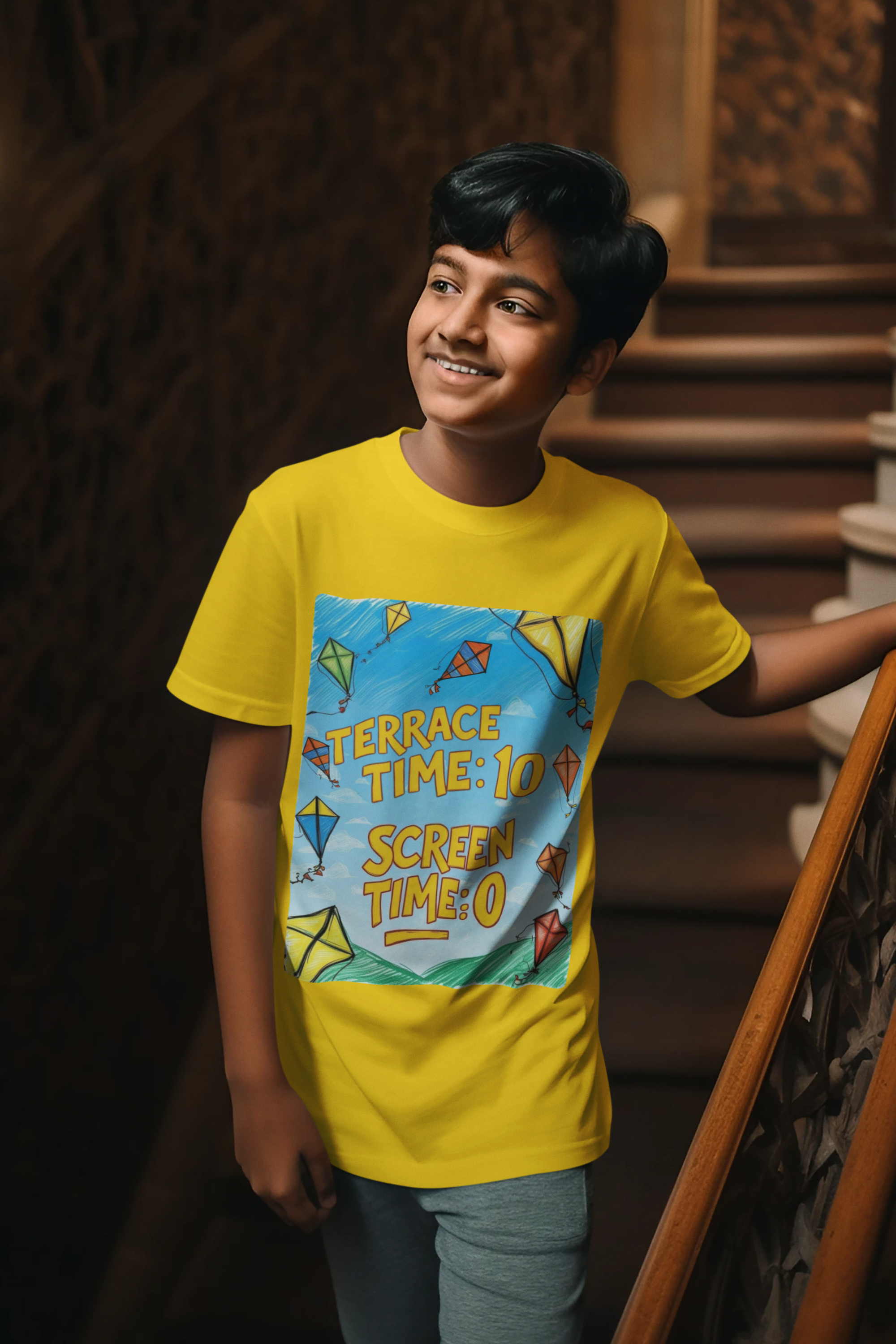 "Terrace Time: 10, Screen Time: 0" Kids' T-Shirt