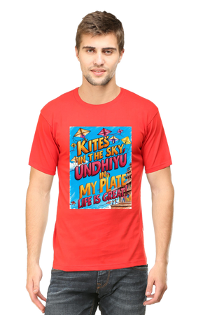 "Kites in the Sky, Undhiyu in My Plate – Life is Great" T-Shirt