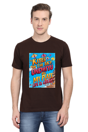 "Kites in the Sky, Undhiyu in My Plate – Life is Great" T-Shirt