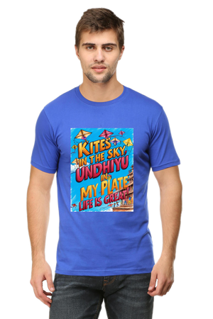 "Kites in the Sky, Undhiyu in My Plate – Life is Great" T-Shirt